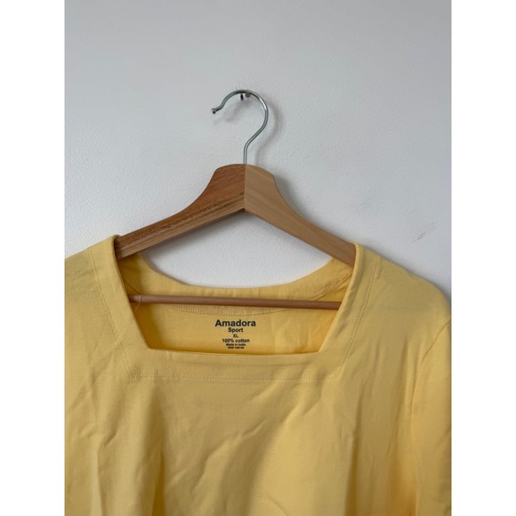 Amadora Sport Square Neck Short Sleeve T-Shirt – Yellow – Size XL – NWOT - Picture 2 of 3
